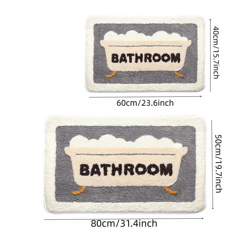 Flower and Letter Pattern Bathroom Floor Mat, 1 Count Non-slip Soft Bathroom Rug, Home Decoration Mat for Bathroom Supplies