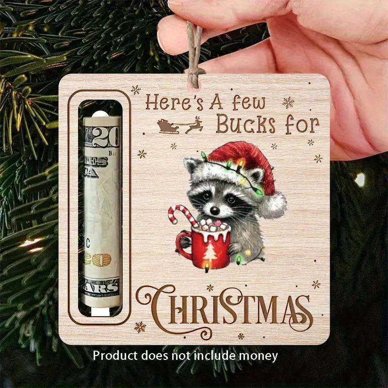 Christmas Money Holder Ornament, 1 Count Cute Cartoon Raccoon Design Money Clip Excluded Money, Christmas Tree Decorations for Home Office Cafe