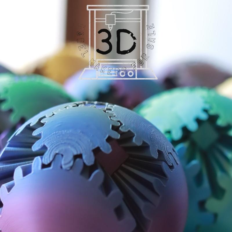 3D Printed - Mechanical Gear Ball Figurine