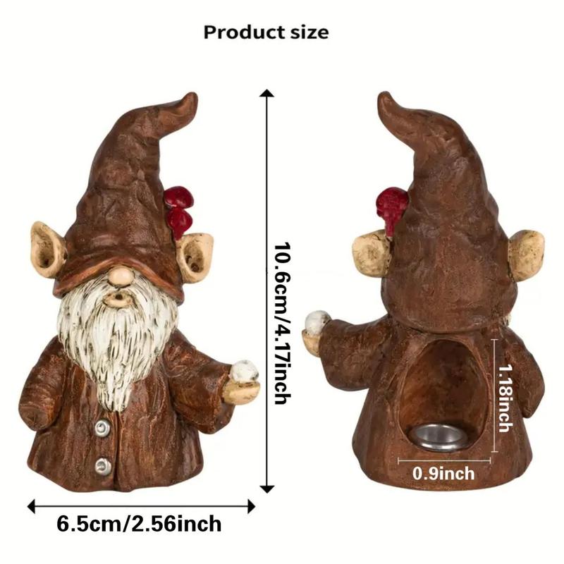 Gnome Design Candle Holder, 1 Count Cute Resin Statue Ornament, Desktop Decoration for Home Office, Unique Gift for Women & Men