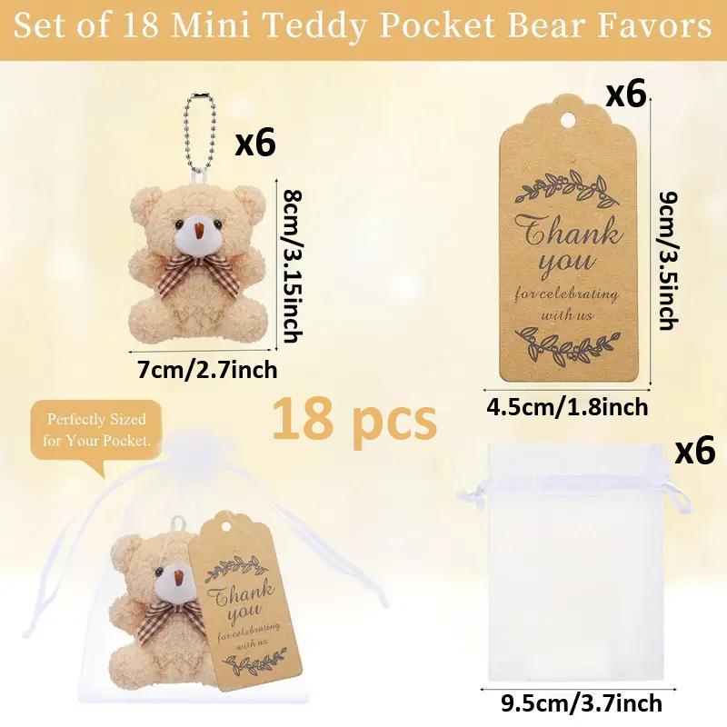 Teddy Bear Plush Doll with Gift Tag, 18pcs set Cute Bear Doll with Gift Box, Wedding Party Gift, Party Favors for Wedding Birthday