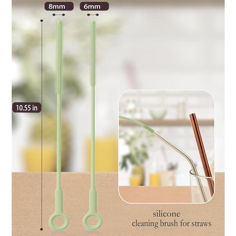 Straw Cleaner Brush,Pipe Cleaners,Extra Long Straw Cleaner,Reusable Silicone Straw Cleaner,Straw Brush,Soft Straw Brush Cleaner,Straw Brushes for Cleaning Straws (Avocado Green) Lightweight