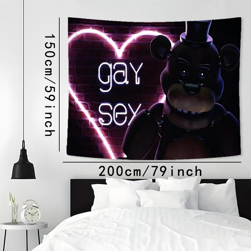 Neon Bear Pattern Tapestry, Aesthetic Wall Hanging Decor, Wall Art for Home Living Room Bedroom Office, Home Decor Accessories