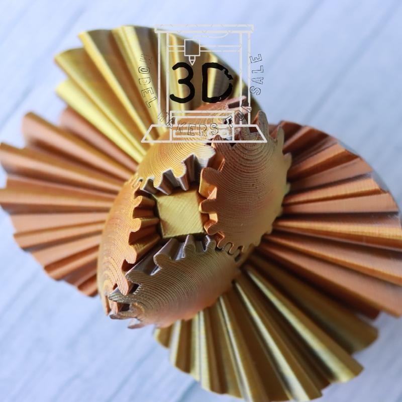 3D Printed - Mechanical Gear Ball Figurine