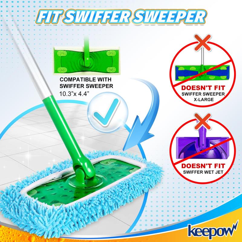 KEEPOW Reusable Microfiber Mop Pads for All 10 Inches Flat Mop 6 Pack (Mop is Not Included)