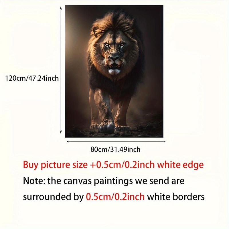 Modern Abstract Lion Canvas Wall Art Poster 31.49x47.24 inches - Majestic Angry Lion Print for Living Room Decor, Portrait Orientation, Frameless Indoor Canvas Artwork