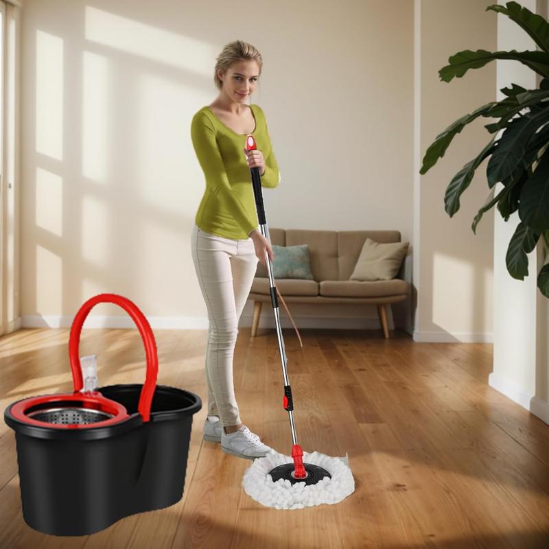 Spin Mop and Bucket with Wringer Set, 360° Spinning Mop Bucket System with 3 Microfiber Mop Replacement Heads, 61