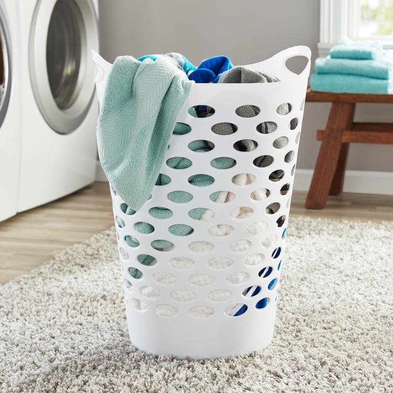 2 Bushel Round Laundry Basket with Handles, White