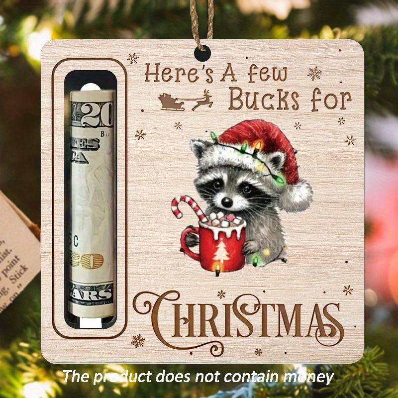 Christmas Money Holder Ornament, 1 Count Cute Cartoon Raccoon Design Money Clip Excluded Money, Christmas Tree Decorations for Home Office Cafe