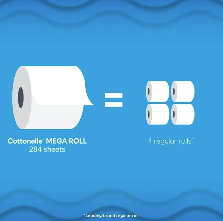 Cottonelle Ultra Clean Toilet Paper, 12 Mega Rolls