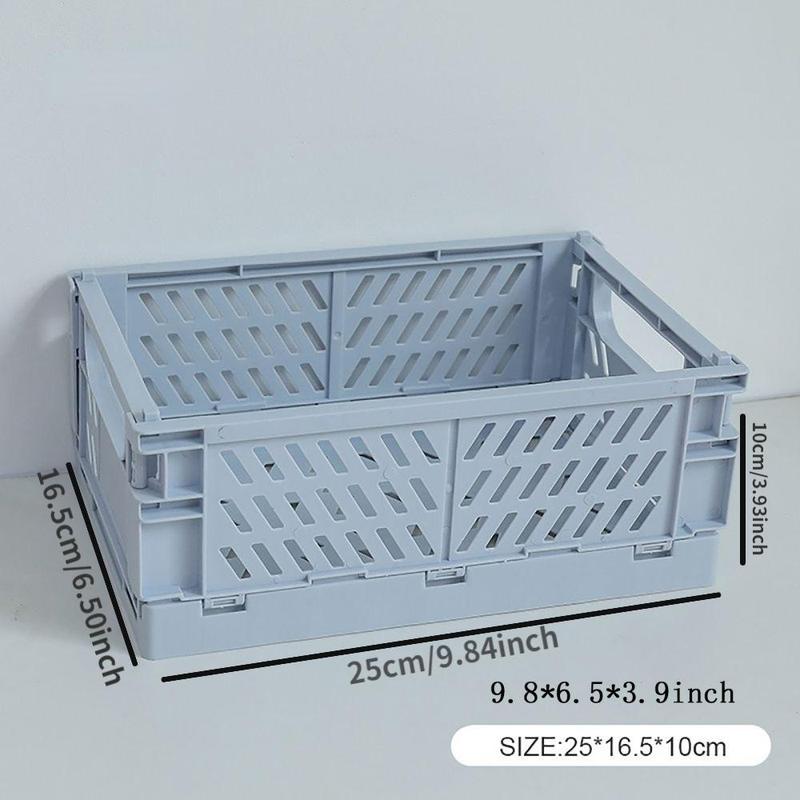 Solid Color Hollow Out Folding Storage Basket, 1 Count Foldable Desktop Storage Container, Desk Organizer for Home Office School Student