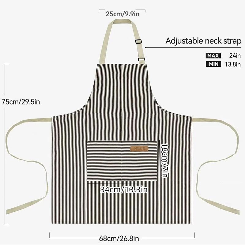 Striped Pattern Apron, 2 Counts Adjustable Kitchen Cooking Apron, Soft Cook Apron with Pocket, Kitchen Accessories