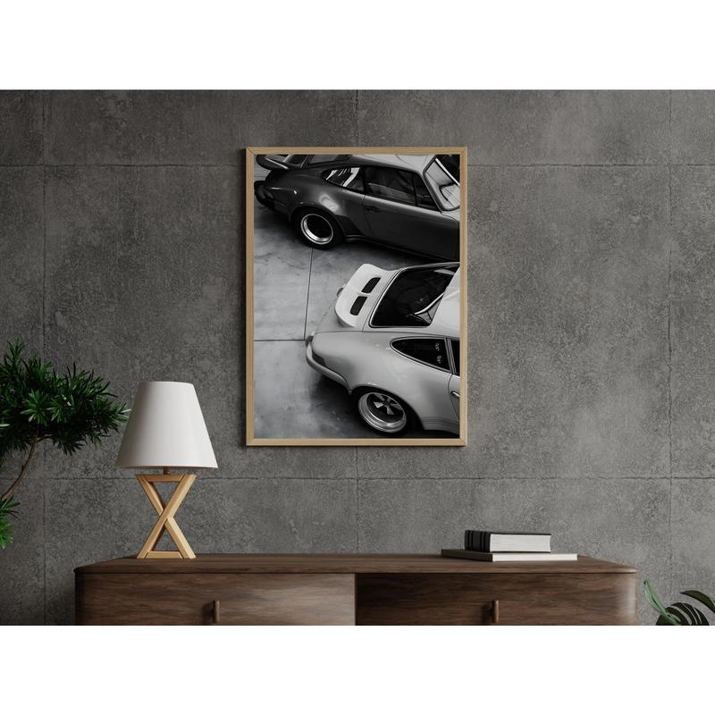 PerectPearlzLnc Vintage Old Porsche 911 Sport Rear View Poster No Framed, Black And White Porsche Wall Art, Classic Car Art, Retro Car Print