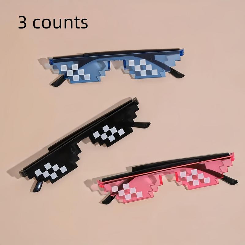 Pixel Sunglasses, 3 Counts Creative Party Decoration, Party Photo Props for Festival Seaside Party Vacation Graduation