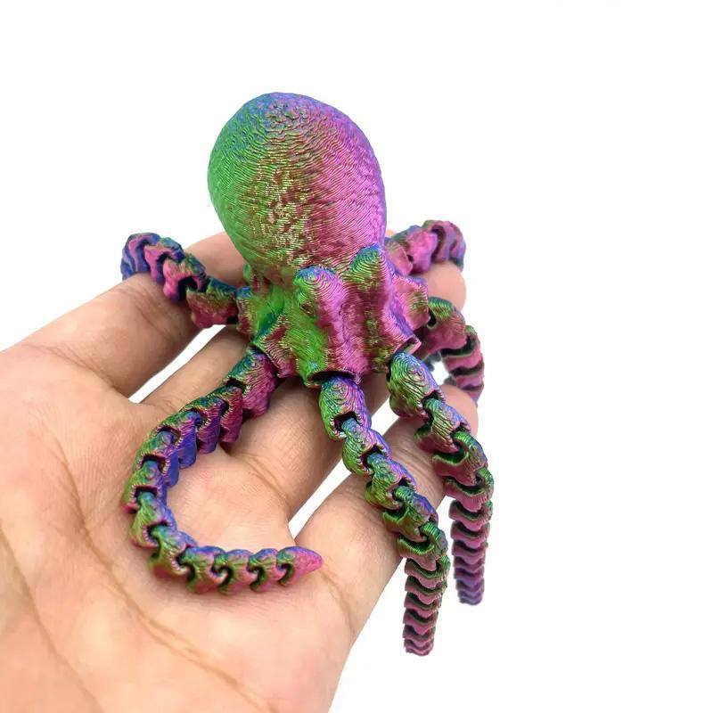 3D Printed Octopus Ornament, 1 Count Creative Desktop Decoration, Movable Joints Animal Model, Ideal Gift for Christmas & New Year