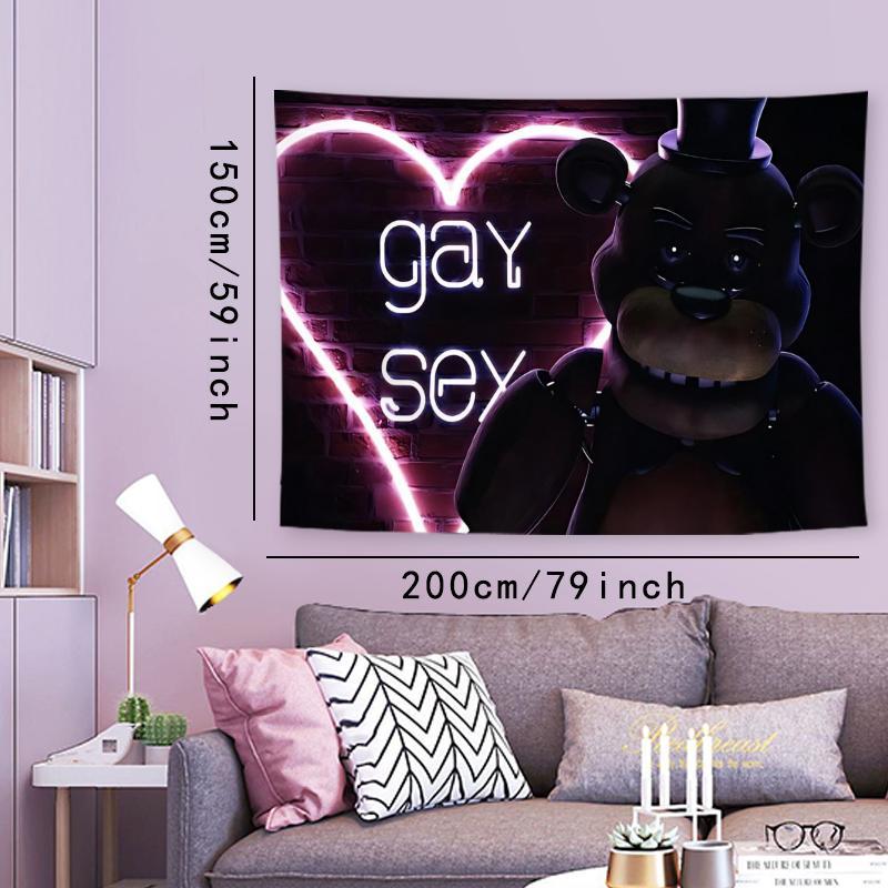 Neon Bear Pattern Tapestry, Aesthetic Wall Hanging Decor, Wall Art for Home Living Room Bedroom Office, Home Decor Accessories