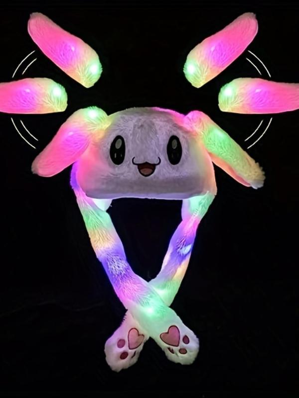 Cute Rabbit Design Hat, Glowing Hat with Moveable Bunny Ears, Fashion Accessories for Women & Men, Luminous Hat for Party