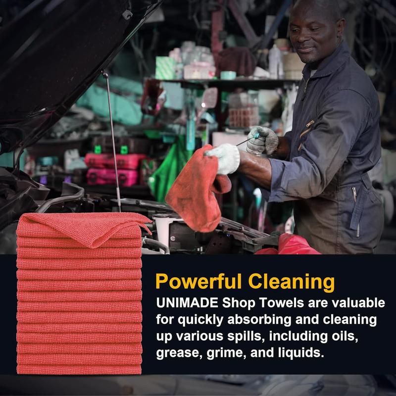 Commercial Grade Microfiber Shop Towels for Cleaning - Automotive, Bar, Mechanic, Restaurant, Garage, Housekeeping