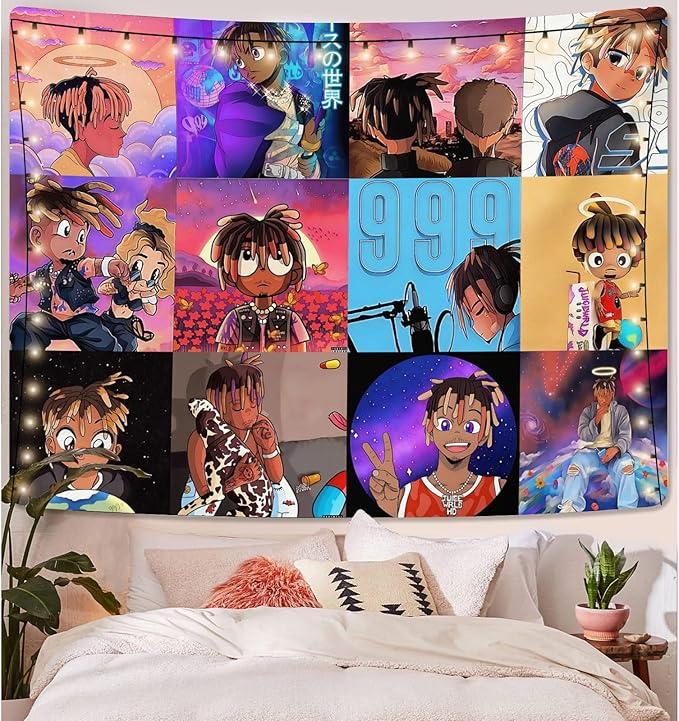 Juice Wrld 60*51in Tapestry For Bedroom Juice Wrld Posters For Room Aesthetic Wall Tapestrys Juice Wrld Rapper Tapestry Wall Hanging Decor Wall Blanket For Home Wall Decor