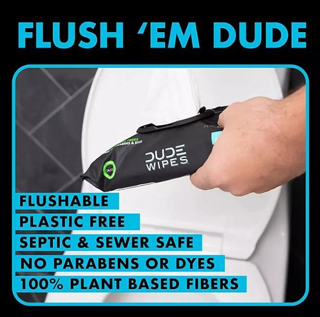 DUDE WIPES XL Flushable Wipes,Extra Large Fragrance Free Wipes 8 ct., 400 wipes Toilet Napkin