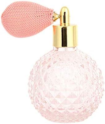 1 count 100ml Vintage Perfume Bottle Short Spray Atomizer Refillable Empty Glass (Pink)