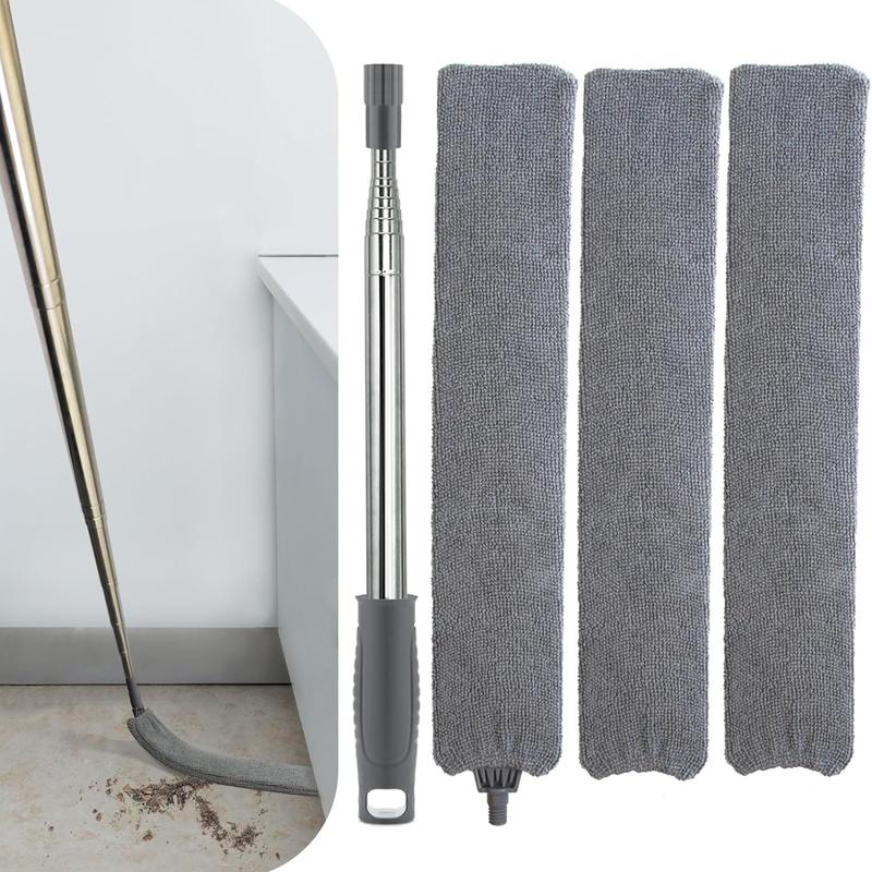 Retractable Gap Dust Cleaner with Extension Pole, Includes 3 Microfiber Cloths, Extendable Duster for Under Refrigerator, Sofa, Bed, and Furniture