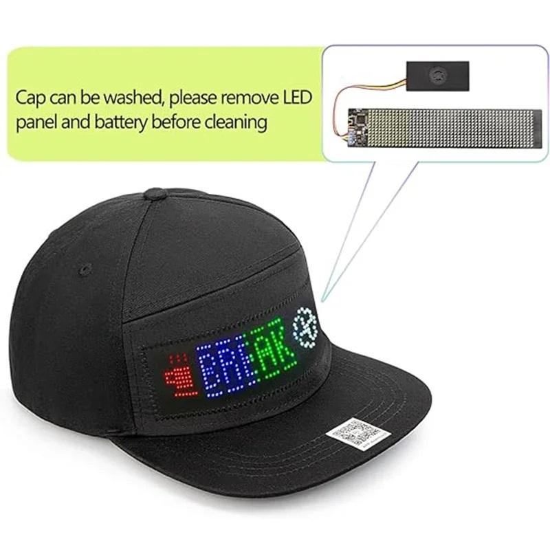 APP Control LED Cap, 1 Count DIY Editing Light Up Hat for Party, Club, LED Light Hat with Text, Music, Image, Drawing