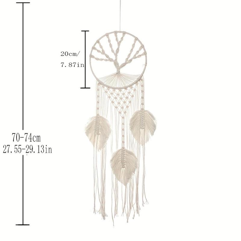 Dream Catcher Hanging Decor, 1 Count Boho Style Woven Tassel Leaf Macrame Dreamcatcher, Wall Hanging Ornament for Home Decor, Room Decor, Spring Decor