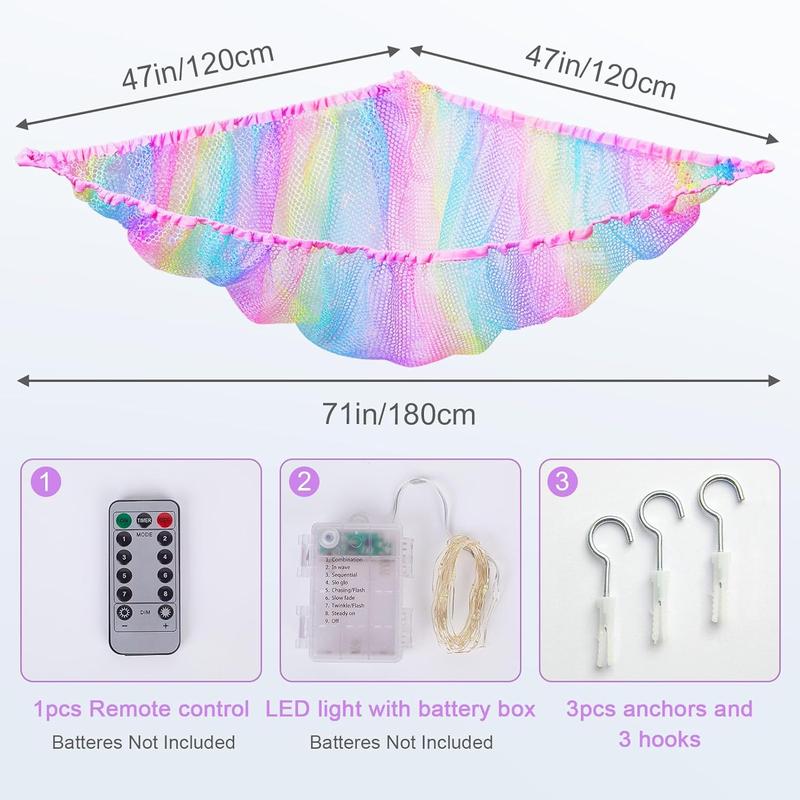 Stuffed animal net hammock toy storage with LED light plush toy organizer corner hanging stuffed animal holder for nursery girls room decor Wall Hangable