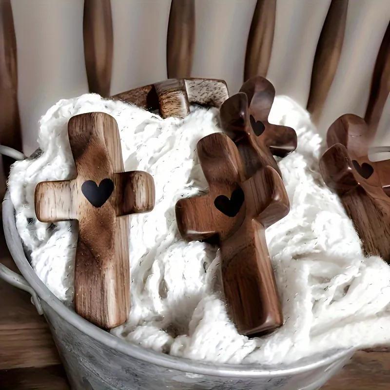 Wooden Cross Decoration, 6 Counts set Multi-functional Spiritual Symbol, Suitable for Home and Office, Perfect Gift Idea Decorative Labeling