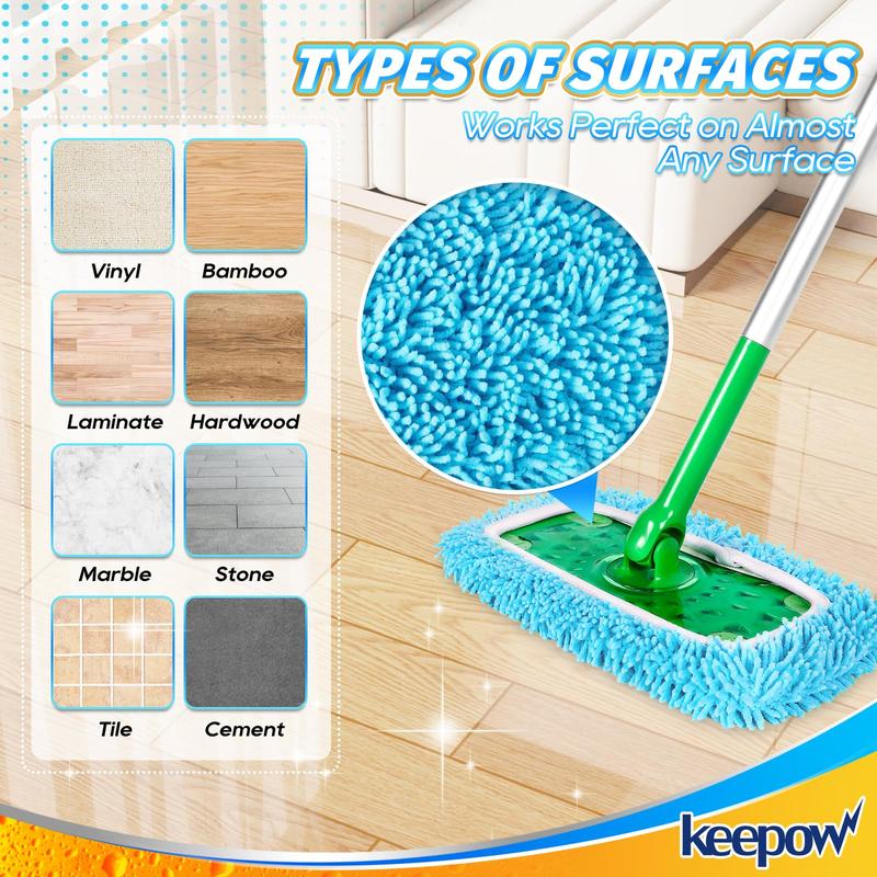 KEEPOW Reusable Microfiber Mop Pads for All 10 Inches Flat Mop 6 Pack (Mop is Not Included)