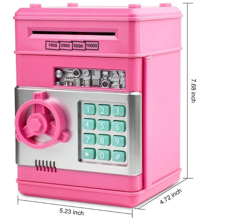 Hot Pink Piggy Bank - Cash Vault Bank for Saving - Decor Automatic Coin