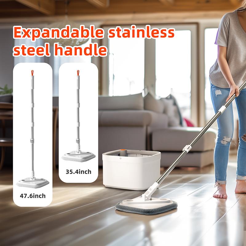 Spin Mop and Bucket Set with Self Separation Dirty and Clean Water System, Self Cleaning with Washable Mop Pads, Always Clean Floors with Clean Water