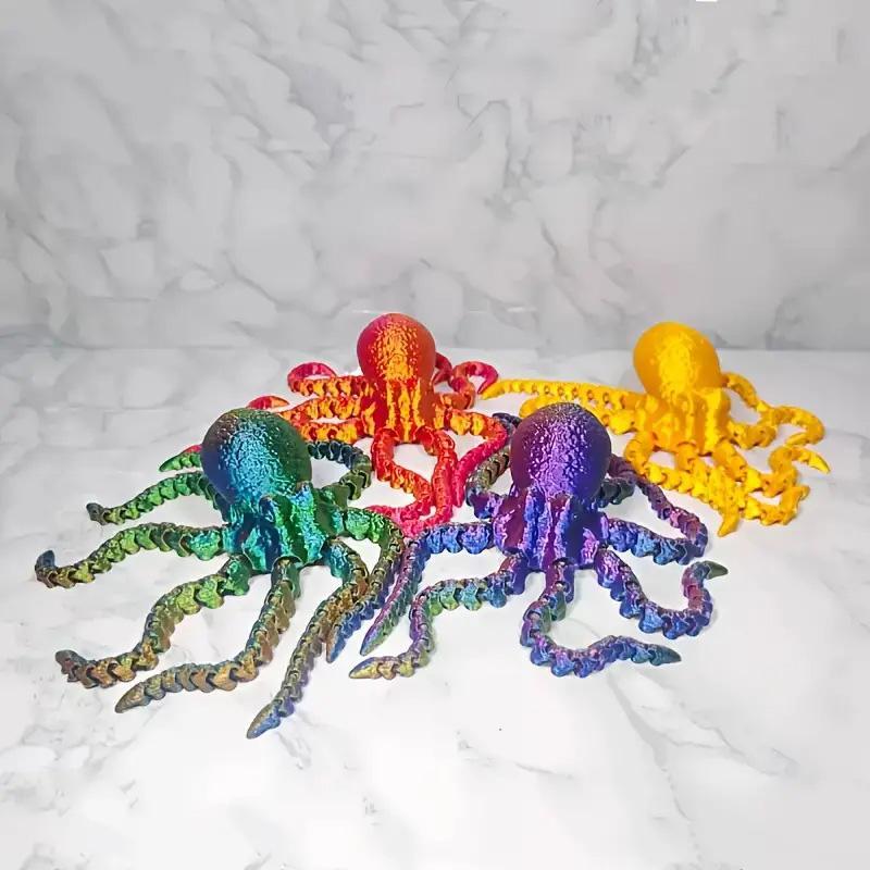 3D Printed Octopus Ornament, 1 Count Creative Desktop Decoration, Movable Joints Animal Model, Ideal Gift for Christmas & New Year