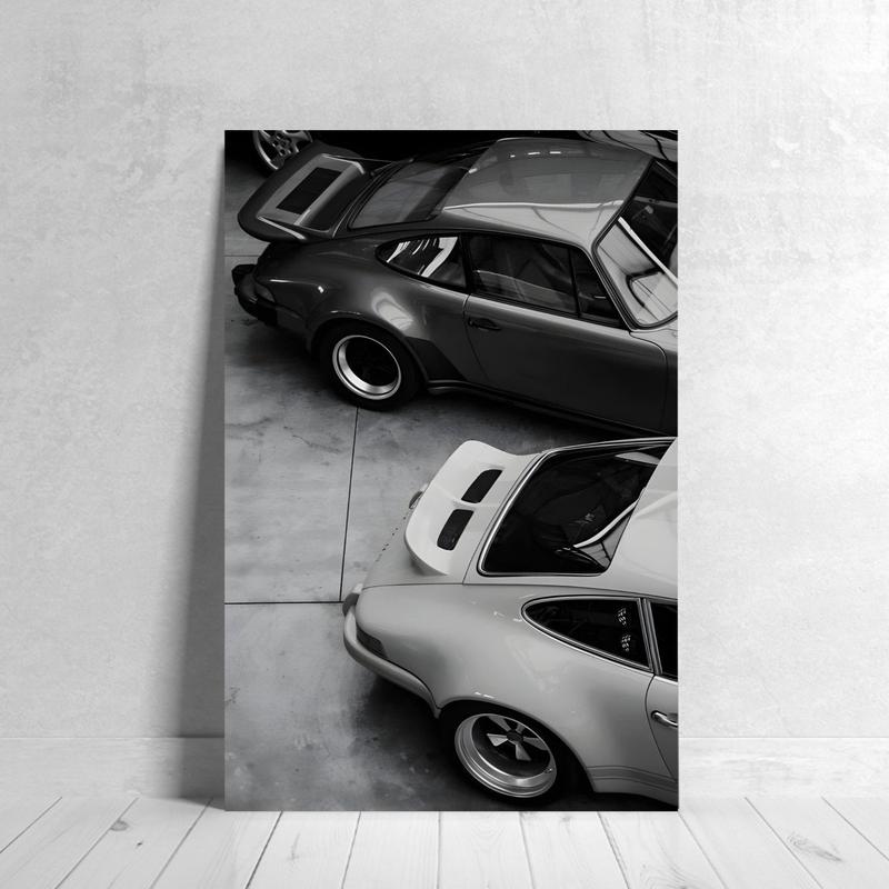 PerectPearlzLnc Vintage Old Porsche 911 Sport Rear View Poster No Framed, Black And White Porsche Wall Art, Classic Car Art, Retro Car Print