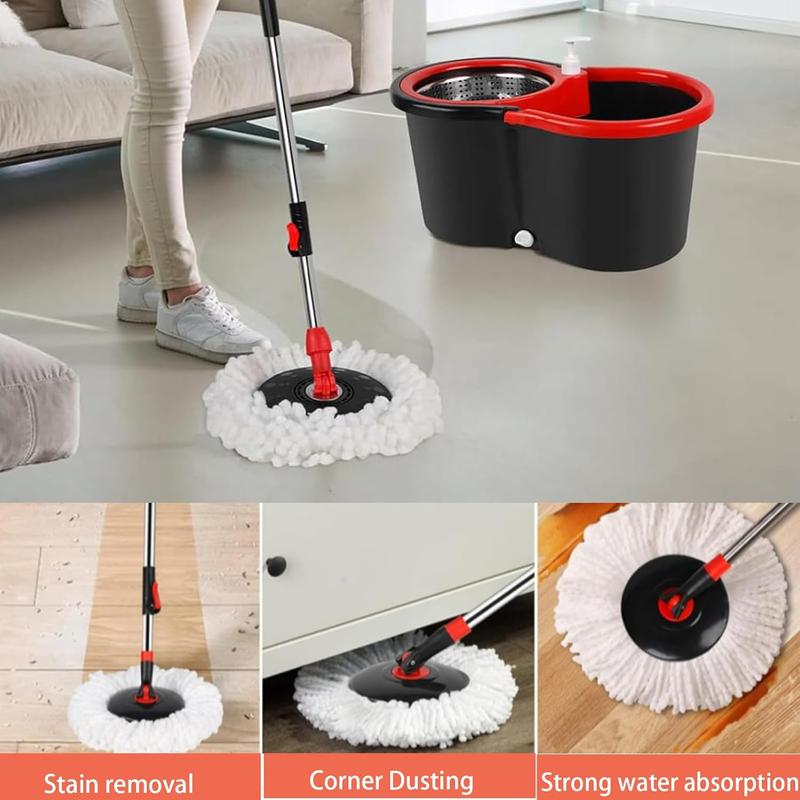 Spin Mop and Bucket with Wringer Set, 360° Spinning Mop Bucket System with 3 Microfiber Mop Replacement Heads, 61