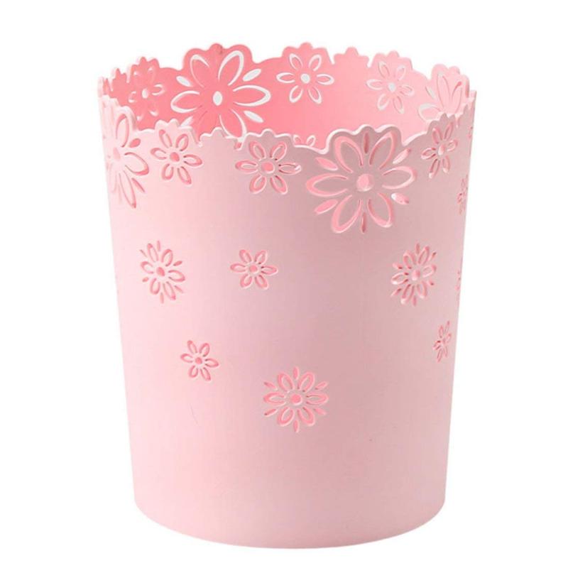 Wastebasket Super Mini, Hollow Flower Shape Plastic Lidless Wastepaper Baskets Trash Can - S, Mini Size