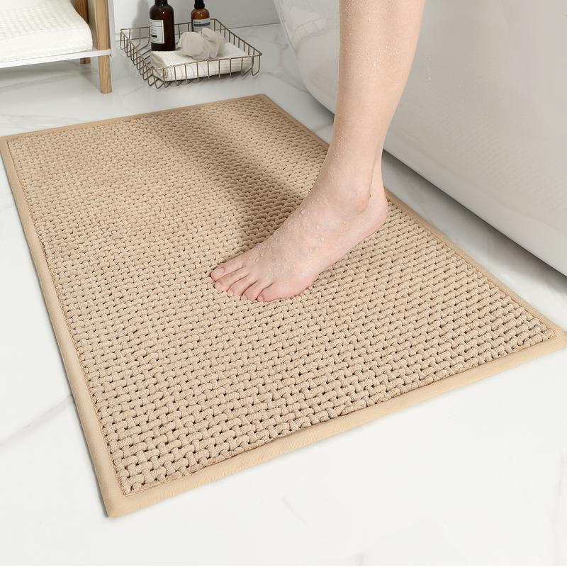 Color&Geometry Chenille Bathroom Rugs Fit Under Door,Non-slip Bath Rug -Absorbent, Flat, Anti-skid, Soft, Machine Washable, Quick Dry Indoor Bath Mats Shower Decor Microfiber