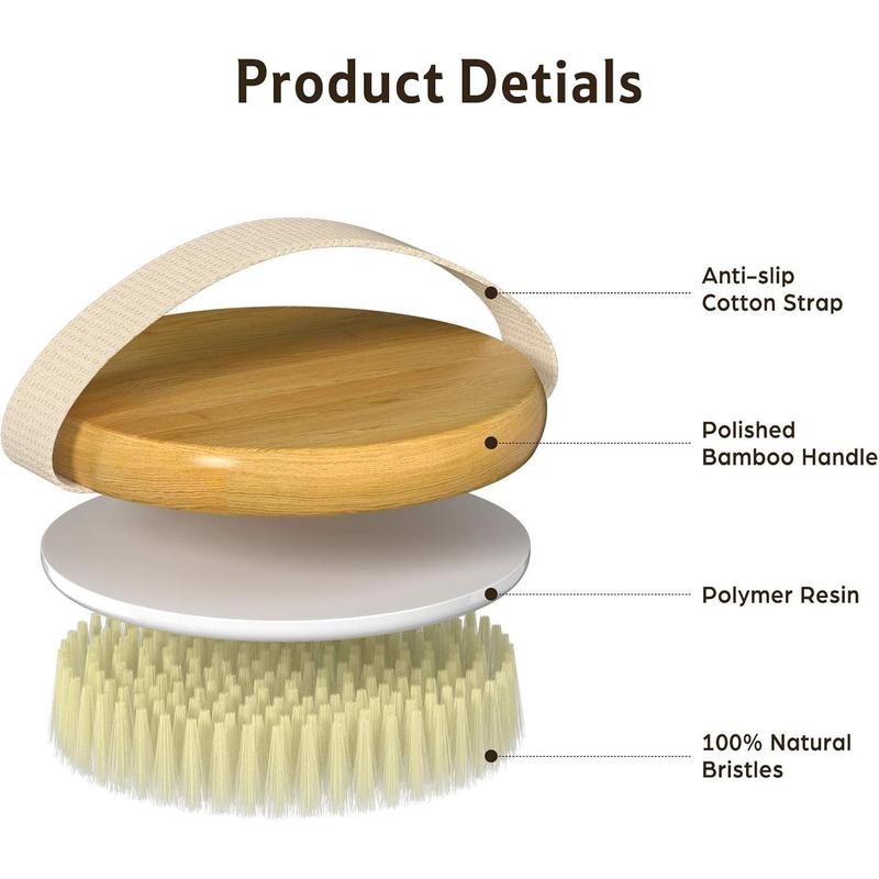 2-Pack Bamboo Body Brushes for Wet & Dry Use, Cellulite & Lymphatic, Soft & Stiff Bristles, Suitable for All Skin.