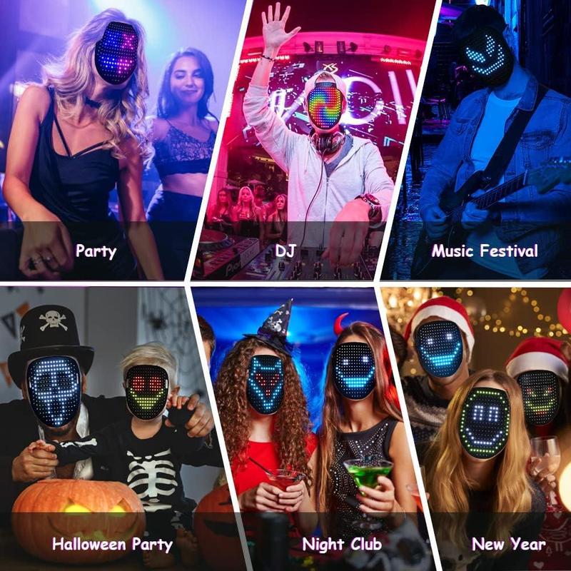 LED Light Up Mask, 1 Count Gesture Sensing LED Lighted Face Transforming Mask, Unisex Mask for Costume Cosplay Party Masquerade