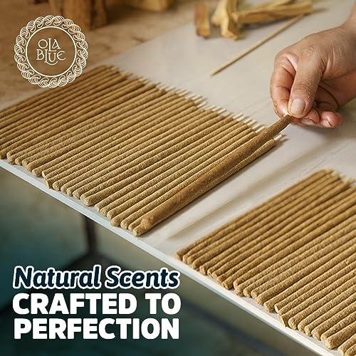 Ola Blue Palo Santo Incense Sticks (12 Pack) from Peru Premium Authentic - Handmade & Hand Rolled Natural Wood - Cleansing Bad Energy & Relieve Stress Holy Wood (Bursera Graveolens Wood) Light Scent Scented Perfume