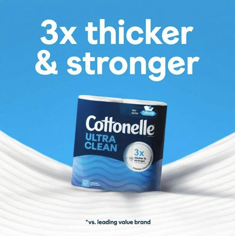 Cottonelle Ultra Clean Toilet Paper, 12 Mega Rolls