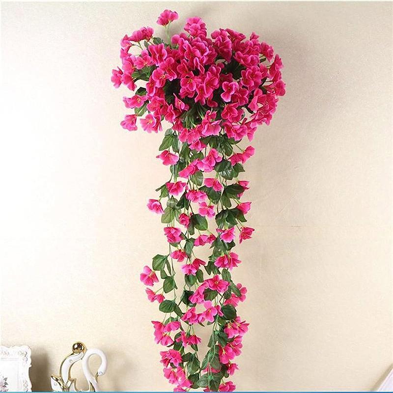 Artificial Hanging Flower, 4 Counts set Faux Hanging Plant, Fake Hanging Plant for Home Garden Wedding Indoor Outdoor Party Decor