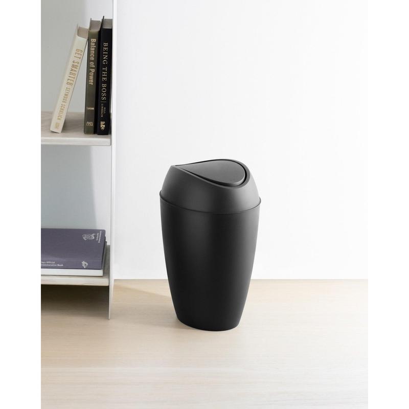 Umbra Twirla Trash Can - Small Wastebasket with Swing-Top Lid