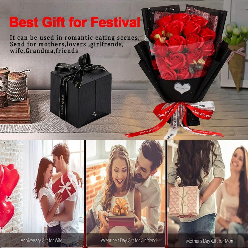 Roses  Artificial Flower - Preserved Red Flowers with Love Necklace for Her -  Valentine's Day, , Thanksgiving, Birthday, Anniversary