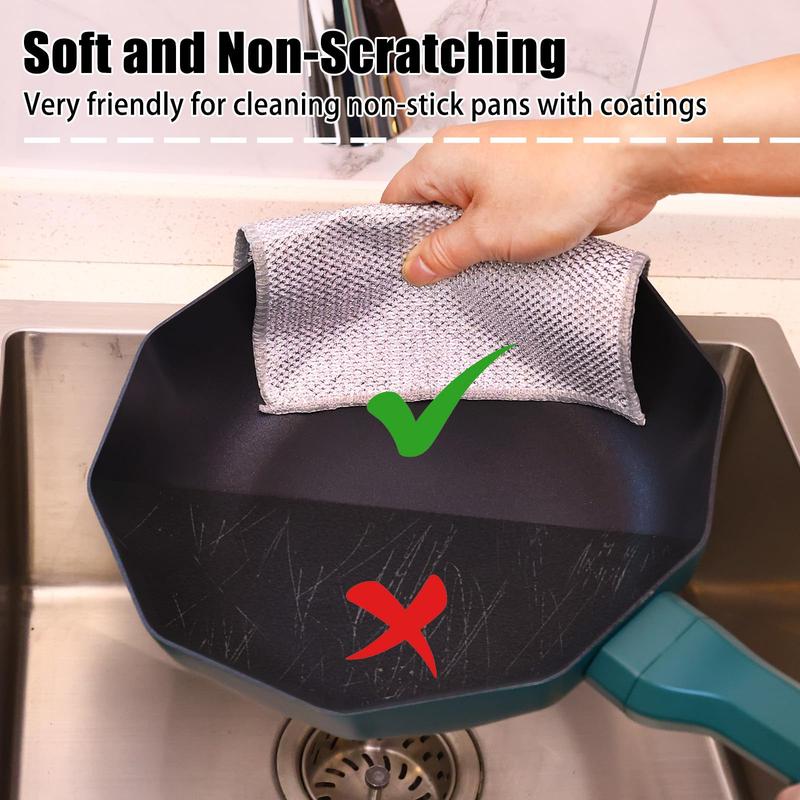 18 Pcs New Upgrade Steel Wire Dishcloth,Double-Layer Powerful Cleaning Non-Scratch Wire Dishcloth Rag for Cookware, Sinks, Dishes, Stove Tops Kitchen