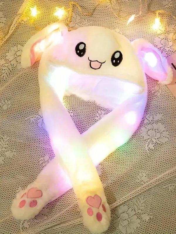 Cute Rabbit Design Hat, Glowing Hat with Moveable Bunny Ears, Fashion Accessories for Women & Men, Luminous Hat for Party