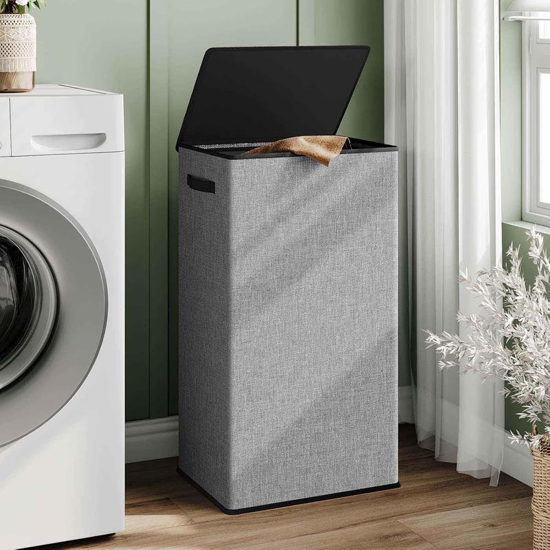 Relefree Laundry Hamper with Lid,100L Large Collapsible Laundry Baskets,Dirty Clothes Hamper with Removable Bag,Tall laundry Hamper with Internal Support for Bedroom,Bathroom,Dorm,Laundry Room,Grey Organiser