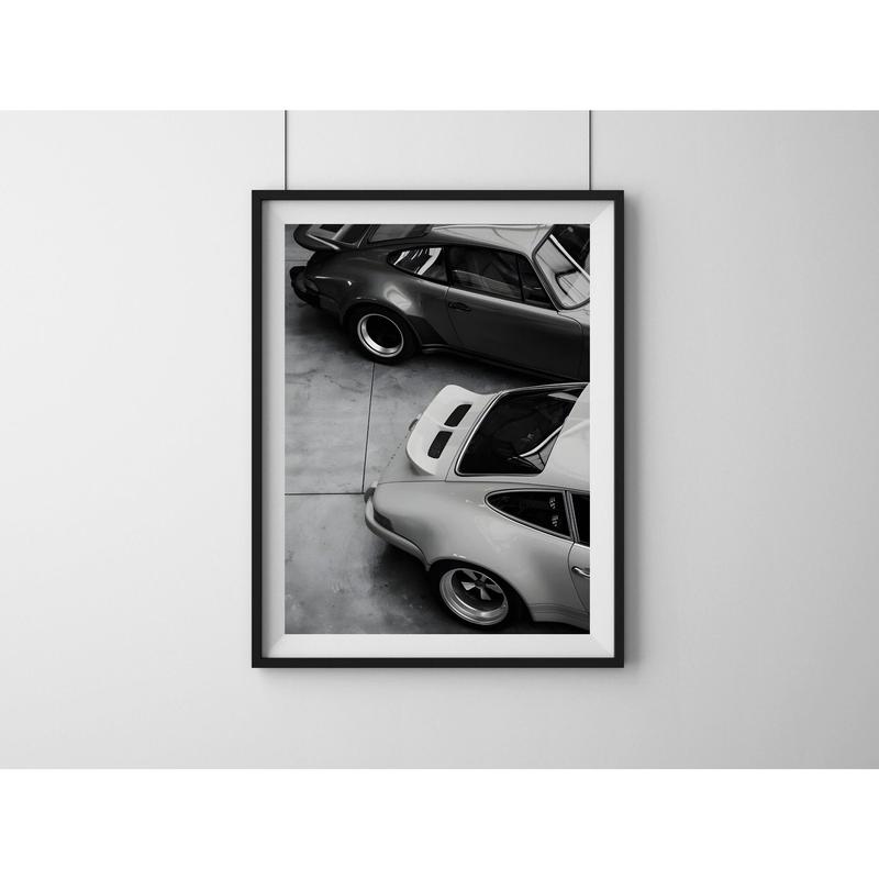 PerectPearlzLnc Vintage Old Porsche 911 Sport Rear View Poster No Framed, Black And White Porsche Wall Art, Classic Car Art, Retro Car Print