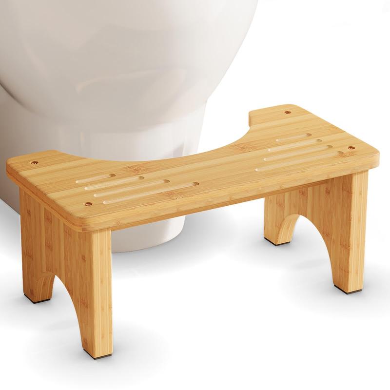 Bamboo Toilet Stool, Wooden Squatting Potty Stool for Adults, 7 Inch Toilet Stool Squat Adult, Non-Slip Wood Poop Stool for Bathroom, Portable Toilet Foot Pooping Stool, Step Stool for Kids